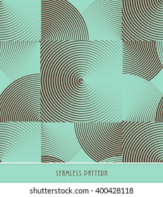 a vintage seamless circles and squares pattern in blue and brown