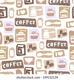 vintage seamless coffee pattern. Can be used for wallpaper, pattern fills, textile, surface texture, web page background
