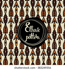 Vintage seamless colorful ethnic pattern with arrows in African style. Hand drawn. Vector illustration