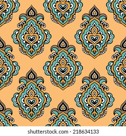 Vintage seamless Damask floral vector background pattern