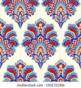 Patrón de amortiguador inoxidable. Mosaico colorido de estilo turco. Fondo floral dibujado a mano. Papel de escritorio de estilo victoriano. Islam, motivos árabes, indios y otomanos. Ilustración del vector