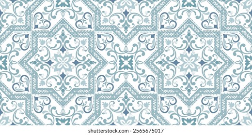 Vintage seamless damask pattern. Hand drawn floral background in turkish style. Wallpaper in Victorian style. Vector illustration