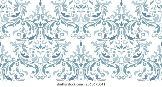 Vintage seamless damask pattern. Hand drawn floral background in turkish style. Wallpaper in Victorian style. Vector illustration