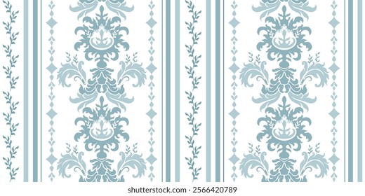 Vintage seamless damask pattern. Hand drawn floral background in turkish style. Wallpaper in Victorian style. Vector illustration