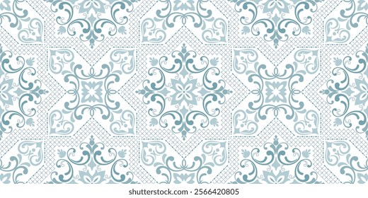 Vintage seamless damask pattern. Hand drawn floral background in turkish style. Wallpaper in Victorian style. Vector illustration