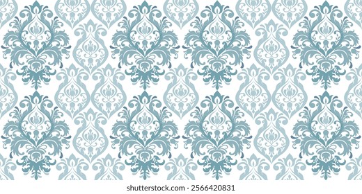 Vintage seamless damask pattern. Hand drawn floral background in turkish style. Wallpaper in Victorian style. Vector illustration