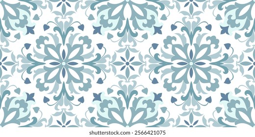 Vintage seamless damask pattern. Hand drawn floral background in turkish style. Wallpaper in Victorian style. Vector illustration