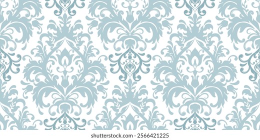 Vintage seamless damask pattern. Hand drawn floral background in turkish style. Wallpaper in Victorian style. Vector illustration