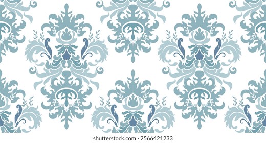 Vintage seamless damask pattern. Hand drawn floral background in turkish style. Wallpaper in Victorian style. Vector illustration