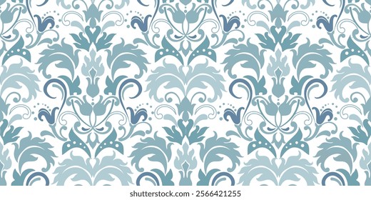 Vintage seamless damask pattern. Hand drawn floral background in turkish style. Wallpaper in Victorian style. Vector illustration