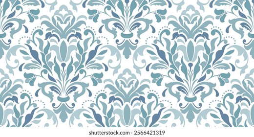 Vintage seamless damask pattern. Hand drawn floral background in turkish style. Wallpaper in Victorian style. Vector illustration