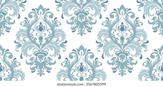 Vintage seamless damask pattern. Hand drawn floral background in turkish style. Wallpaper in Victorian style. Vector illustration