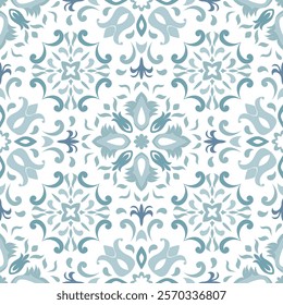 Vintage seamless damask pattern. Hand drawn floral background in turkish style. Wallpaper in Victorian style. Vector illustration