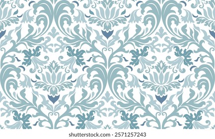 Vintage seamless damask pattern. Hand drawn floral background in turkish style. Wallpaper in Victorian style. Vector illustration