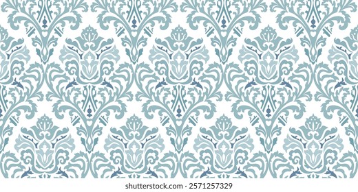 Vintage seamless damask pattern. Hand drawn floral background in turkish style. Wallpaper in Victorian style. Vector illustration