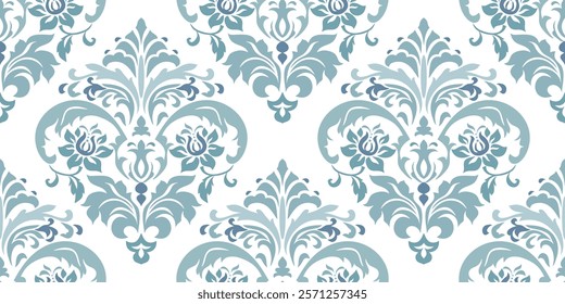 Vintage seamless damask pattern. Hand drawn floral background in turkish style. Wallpaper in Victorian style. Vector illustration