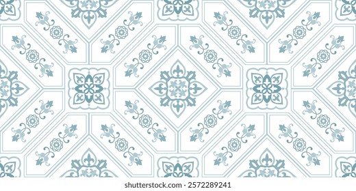 Vintage seamless damask pattern. Hand drawn floral background in turkish style. Wallpaper in Victorian style. Vector illustration