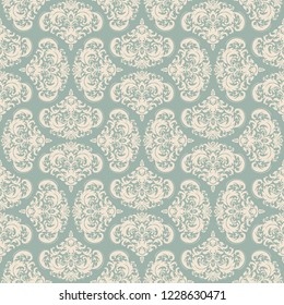 Vintage seamless damask pattern. Tile. Hand drawn background. Wallpaper in Turkish style. Islam, Arabic, Indian, Ottoman motif. Template greeting card, invitation, advertising banner, brochure.