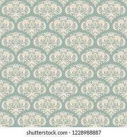 Vintage seamless damask pattern. Tile. Hand drawn background. Wallpaper in Turkish style. Islam, Arabic, Indian, Ottoman motif. Template greeting card, invitation, advertising banner, brochure.