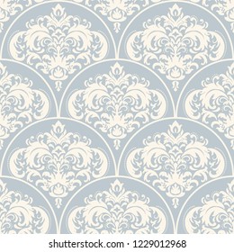 Vintage seamless damask pattern. Tile. Hand drawn background. Wallpaper in Turkish style. Islam, Arabic, Indian, Ottoman motif. Template greeting card, invitation, advertising banner, brochure.