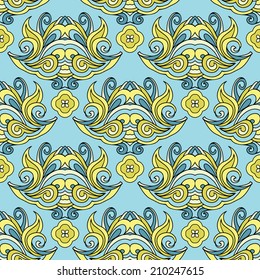 vintage seamless damask vector pattern for wallcovering and f