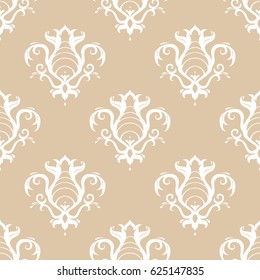 Vintage seamless decorative pattern in victorian style - white and beige design