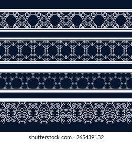 Vintage seamless decorative patterns in the form of strips.Lace strips for decoration and design.Template frame design for card. Lace Doily. Can be used for packaging, invitations, and template.