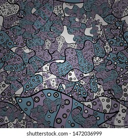 Vintage. Seamless Doodles blue, neutral and black on colors. Stylish fabric pattern. Vector.