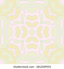 Vintage seamless floral ornamental tile pattern. Stylized old ornament with lines outline. Floral motifs naive seamless pattern. Mosaic tile print. Childish background design.