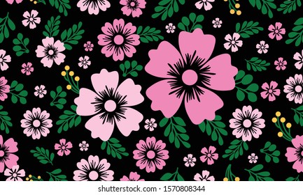 Vintage seamless floral pattern background, abstract leaf flower.
