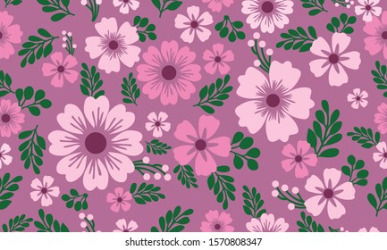 Vintage seamless floral pattern background, abstract leaf flower.
