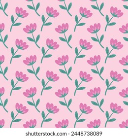 Antiguas patrón floral sin fisuras. Un fondo de colores brillantes sobre un fondo rosa. Vector gráfico para imprimir en superficies y Diseño web.