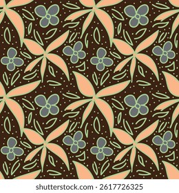 Vintage seamless floral pattern background, abstract leaf flower.