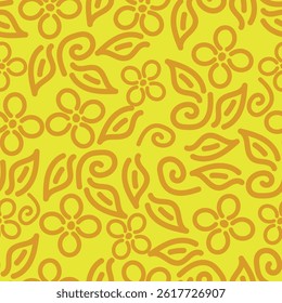 Vintage seamless floral pattern background, abstract leaf flower.