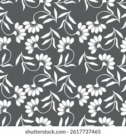 Vintage seamless floral pattern background, abstract leaf flower.