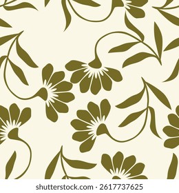 Vintage seamless floral pattern background, abstract leaf flower.