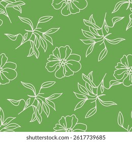 Vintage seamless floral pattern background, abstract leaf flower.