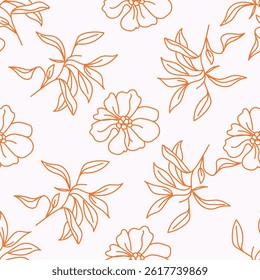 Vintage seamless floral pattern background, abstract leaf flower.
