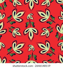 Vintage seamless floral pattern background, abstract leaf flower.