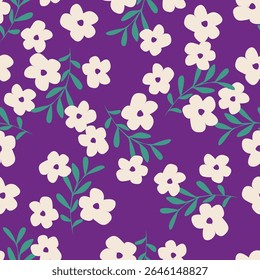 Vintage seamless floral pattern background, abstract leaf flower.