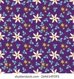 Vintage seamless floral pattern background, abstract leaf flower.