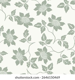 Fondo inconsútil del patrón floral de Antiguas, flor abstracta de la hoja.