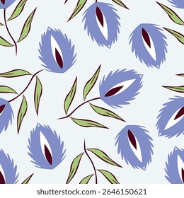 Vintage seamless floral pattern background, abstract leaf flower.