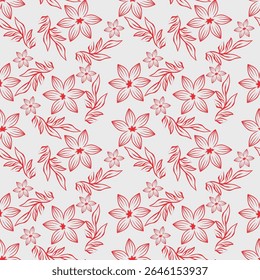 Vintage seamless floral pattern background, abstract leaf flower.