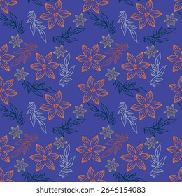 Vintage seamless floral pattern background, abstract leaf flower.