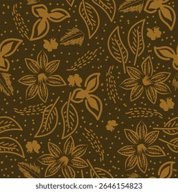 Vintage seamless floral pattern background, abstract leaf flower.