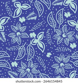 Vintage seamless floral pattern background, abstract leaf flower.