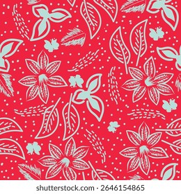 Vintage seamless floral pattern background, abstract leaf flower.