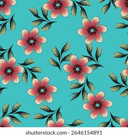 Vintage seamless floral pattern background, abstract leaf flower.