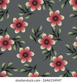 Vintage seamless floral pattern background, abstract leaf flower.